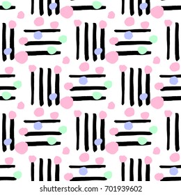 Cute abstract pattern of simple hand-drawn elements brush strokes. It can be used for packaging, wrapping paper, textile and etc.