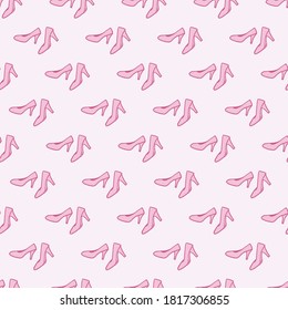 Cute Abstract Pink High Heels Vector Doodle Seamless Pattern