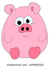 Cute abstract pink pig. Vector illustration.