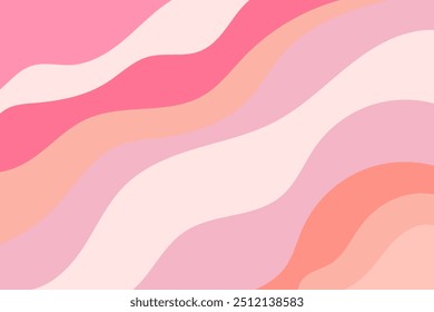 Cute abstract pink wavy pattern, light pink, peach shades organic background. Aesthetic groovy nude pink wallpaper with geometric curvy lines texture. Perfect for elegant cosmetic presentation