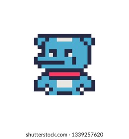 Cute abstract pixel art character, funny bear, element design for logo, mobile app, web, sticker. Video game sprite. Isolated vector illustration. 