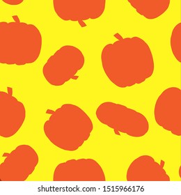 Cute abstract pumpkin seamless pattern, Orange Pumpkin Pattern on Yellow Back