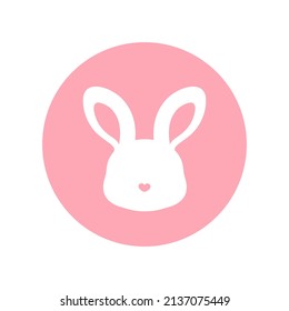 Cute abstract rabbit head with heart shaped nose logo icon