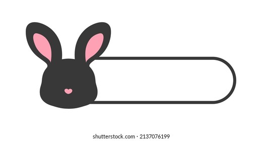 Cute abstract rabbit with heart nose silhouette name tag template