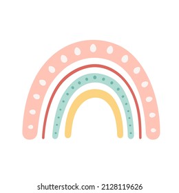 Cute abstract rainbow in boho style. Hand drawn vector illustration