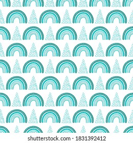 Arcos de arcos abstractos, sin fisuras, aislados sobre fondo blanco. Ilustración vectorial boho moderna para tarjetas, decoración doméstica y diseño de impresión. Arte de invierno escandinavo.