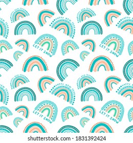 Arcos de arcos abstractos, sin fisuras, aislados sobre fondo blanco. Ilustración vectorial boho moderna para tarjetas, decoración doméstica y diseño de impresión. Arte de invierno escandinavo.