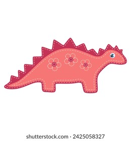 Cute abstract red dinosaur of simple shape, dino character for nursery decoration vector illustration