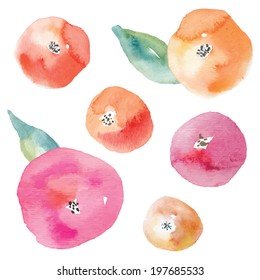 Cute Abstract Round Watercolor Flower Vector. 