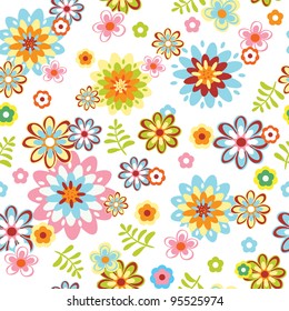 cute abstract seamless floral pattern. Colorful vector illustration
