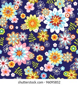 cute abstract seamless floral pattern. Colorful vector illustration