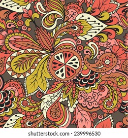 Cute abstract seamless pattern with doodles