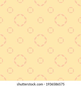 Cute abstract seamless pattern. Simple minimalist vector geometric texture with small floral shapes, circles. Modern minimal yellow and pink colored background. Repeat design for babies, kids, decor