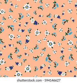 Cute abstract seamless pattern with small chamomile flowers on the pink background.Summer floral vector illustration.Template for prints,book covers, textile,fabric,wrapping gift paper.