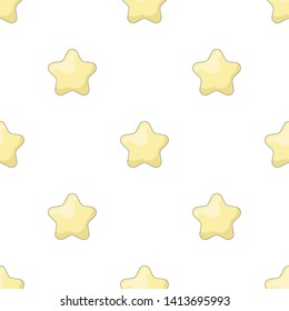 Cute abstract seamless pattern with yellow stars. White background. Cartoon style illustration. Vector.