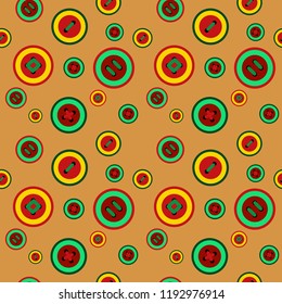 Cute abstract seamless texture with a buttons on orange background