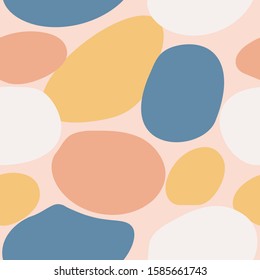 Cute abstract seamless texture with circles shapes in pastel colors. Abstract seamless organic texture. Trendy and stylish wallpaper, textile, wrapping paper, cover, surface design and more
