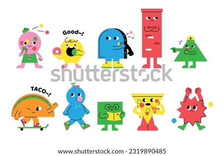 Cute abstract shapes characters. The basic shapes of various objects.