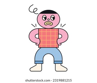 Cute abstract shapes characters. A thug-like character puts his hand on his hip and has a disgruntled face.