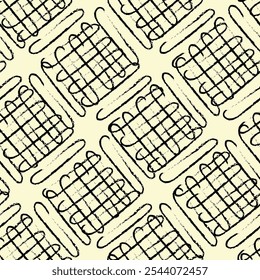 Cute abstract shapes line pattern