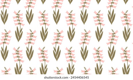 cute abstract simple hand drawn seamless vector pattern background illustration with pink bellflowers