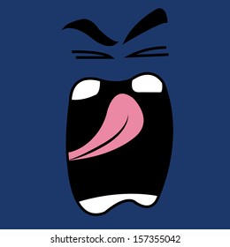 cute abstract sleepy face on blue background