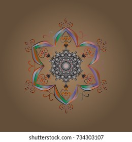 Cute abstract snowflake vector design on beige, gray and neutral colors. Flat snow doodle icons, snow flakes silhouette for christmas banner, cards. New year snowflake.