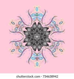 Cute abstract snowflake vector design on neutral, gray and blue colors. Flat snow doodle icons, snow flakes silhouette in neutral, gray and blue colors for christmas banner, cards. New year snowflake.
