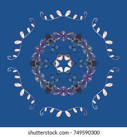 Cute abstract snowflake vector design on blue, gray and neutral colors. Flat snow doodle icons, snow flakes silhouette for christmas banner, cards. New year snowflake.
