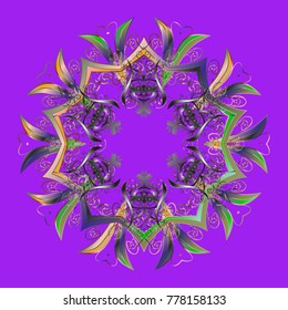 Cute abstract snowflake vector design. Flat snow doodle icons, snow flakes silhouette in violet, gray and neutral colors for christmas banner, cards. New year snowflake.