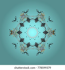 Cute abstract snowflake vector design. Flat snow doodle icons, snow flakes silhouette in blue, gray and neutral colors for christmas banner, cards. New year snowflake.