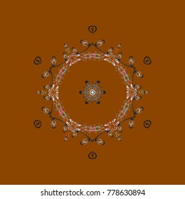 Cute abstract snowflake vector design on colorful background. Flat snow doodle icons, snow flakes silhouette in colors for christmas banner, cards. New year snowflake.