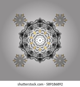 Cute abstract snowflakes vector design on white background. Flat snow doodle icons, snow flakes silhouette in white colors for christmas banner, cards. New year snowflake.