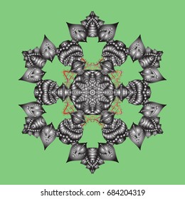 Cute abstract snowflakes vector design on colorful background. Flat snow doodle icons, snow flakes silhouette in colors for christmas banner, cards. New year snowflake.