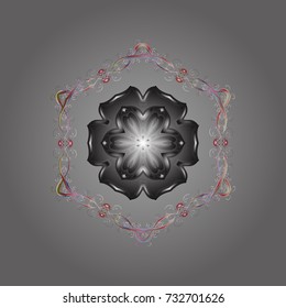 Cute abstract snowflakes vector design on gray, neutral and pink colors. Flat snow doodle icons, snow flakes silhouette in gray, neutral and pink colors for christmas banner, cards. New year snowflake
