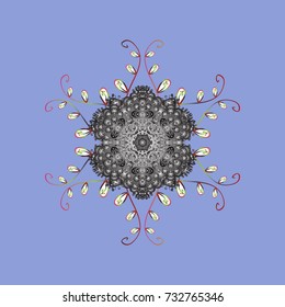 Cute abstract snowflakes vector design on blue, gray and white colors. Flat snow doodle icons, snow flakes silhouette in blue, gray and white colors for christmas banner, cards. New year snowflake.