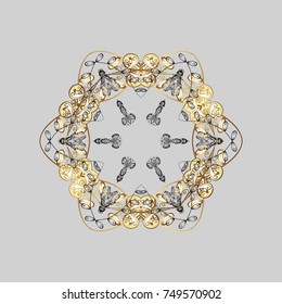 Cute abstract snowflakes vector design on gray, brown and beige colors. Flat snow doodle icons, snow flakes silhouette for christmas banner, cards. New year snowflake.