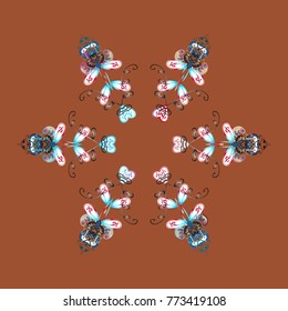 Cute abstract snowflakes vector design on brown, gray and white colors. Flat snow doodle icons, snow flakes silhouette for christmas banner, cards. New year snowflake.