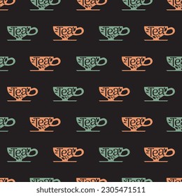 Cute Abstract Teacup And Saucer Vector Seamless Pattern can be use for background and apparel design