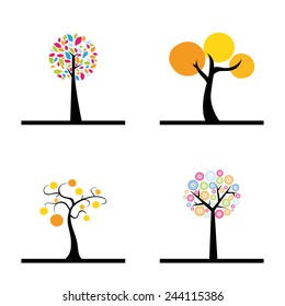 Cute abstract trees on a white background