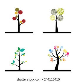 Cute abstract trees on a white background
