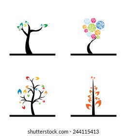 Cute abstract trees on a white background