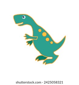 Cute abstract tyrannosaurus object, patch of dinosaur predator character vector illustration