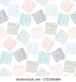 Cute abstract vector colorful angle points textured hand drawn chaotic square shape seamless pattern. Pastel colors texture for kids textile design, wrapping paper, surface, wallpaper, background