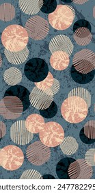 Cute abstract vector colorful textured hand drawn scribble round shapes seamless pattern. Modern circles and semicircles texture for kids textile design, wrapping paper, surface, wallpaper, background