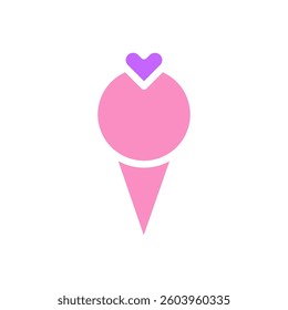 A cute abstract vector graphic design of a heart shape and a cone in pastel colors.