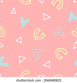 Cute abstract vector pattern consisting of simple geometric shapes. Delicate pastel colors are perfect for any fun idea