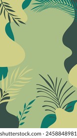 Cute abstract wallpaper of hand drawn fluid and leaves