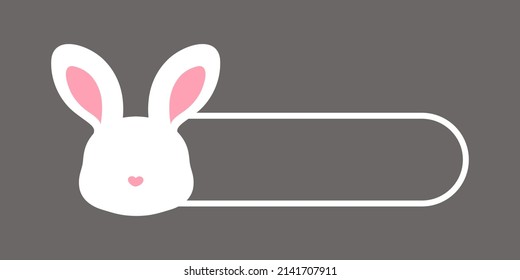 Cute abstract white rabbit with heart nose silhouette name tag template