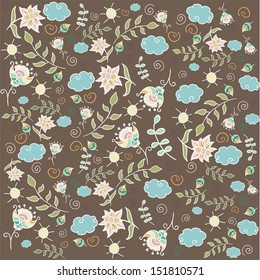 Cute abstract wrap paper with flowers
